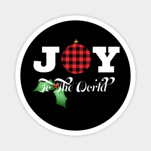 JOY TO THE WORLD COUNTRY PLAID ORNAMENT AND HOLLY Magnet